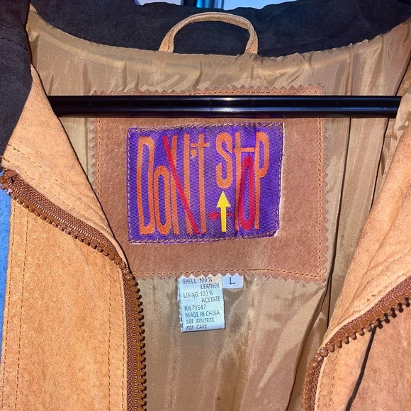 Vintage Don’t Stop Leather Jacket size L - Picture 2 of 6